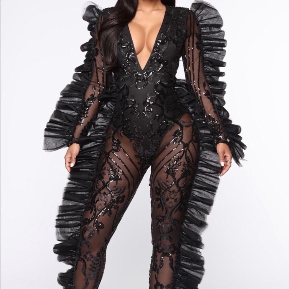 Made A Statement Sequin Jumpsuit - Black